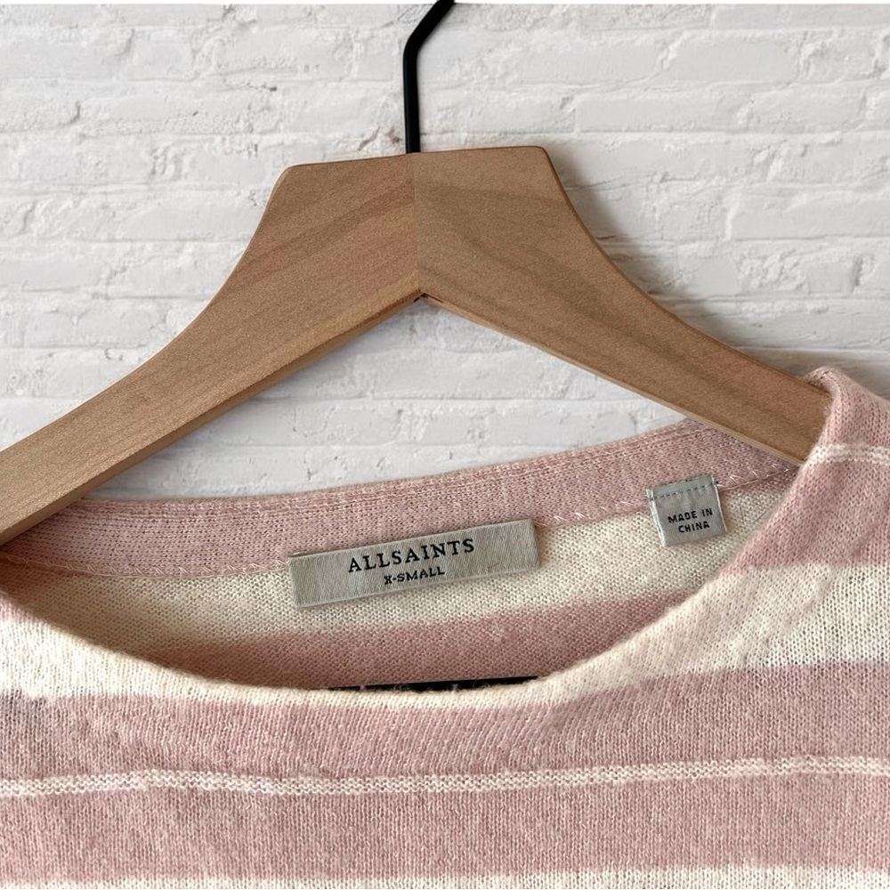 All Saints Cassia Jumper Striped Oversized Pink and Cream Size XS - Picture 6 of 12